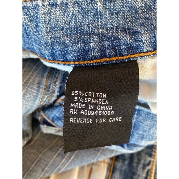 Mango Vintage Bead Applique Jean Skirt 33x25 5 pockets Cotton Stretch Medium - Picture 8 of 17